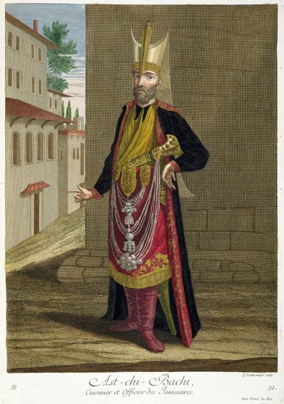 Ast-chi-Bachi ، طاهي ومسؤول الإنكشارية ، القرن الثامن عشر بواسطة جيرارد جان بابتيست سكوتين